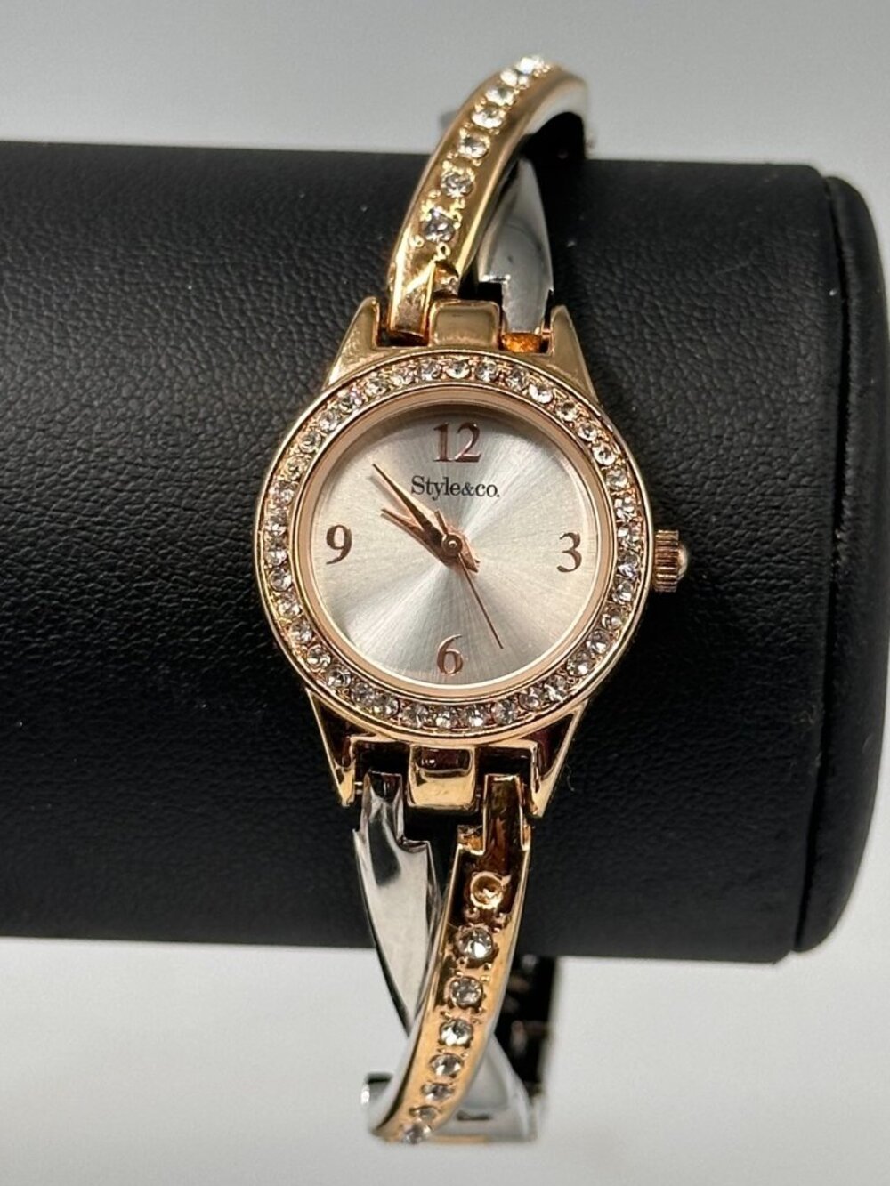 3/$30 Style & Co Watch Silver Rose Gold Two Tone Crossover Band New Battery 7.5"